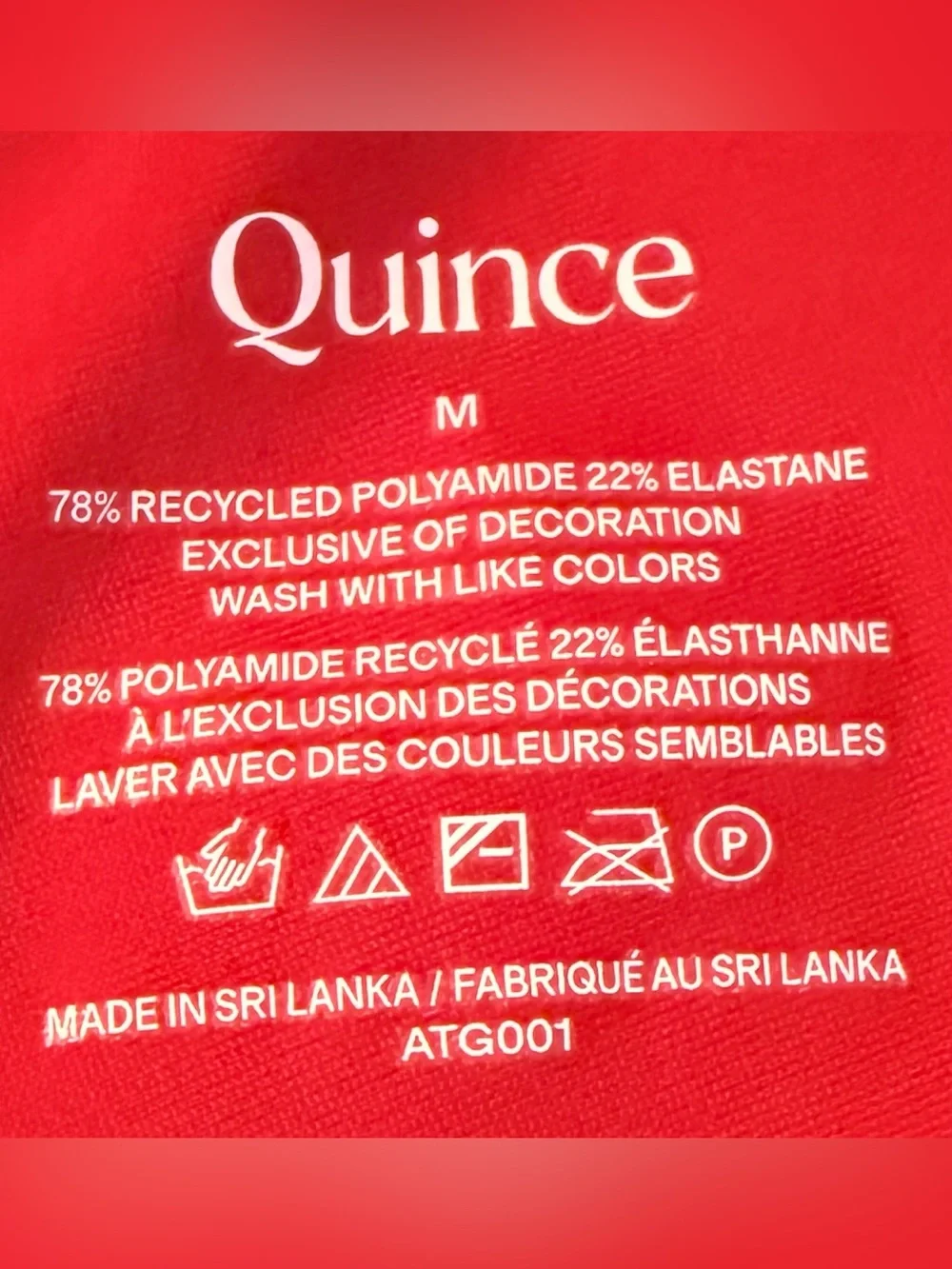Quince Plunge Bikini Top Cherry Red Size M NWT